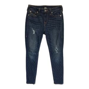 True religion womens 30 jeans skinny glitter button distressed denim